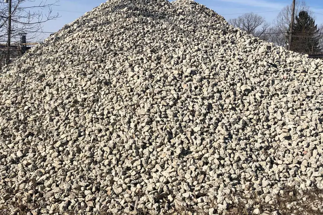Stockpile of recycled crushed concrete